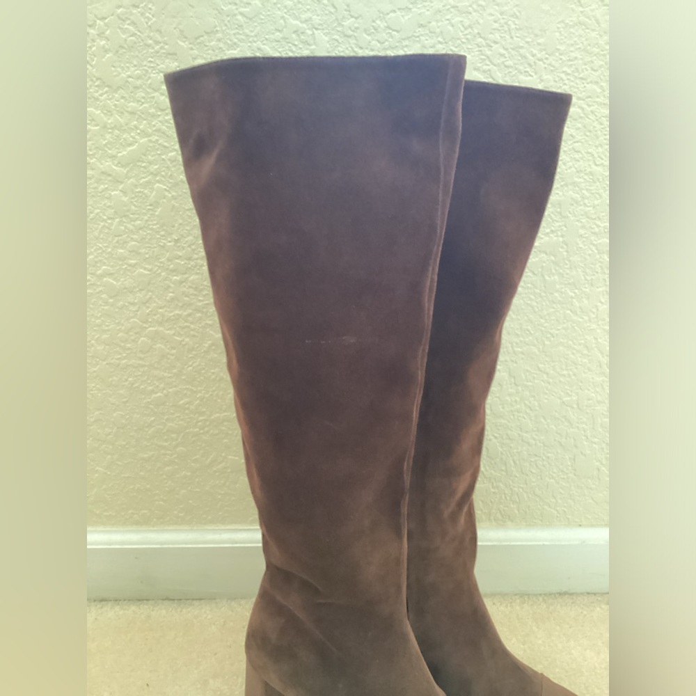 Staud Brown Suede Pointed Toe Knee High Boots - Picture 4 of 6